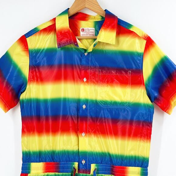 Mens Rainbow Jumpsuit Romper Medium Pride Festival Unique Club Rave - Picture 2 of 6